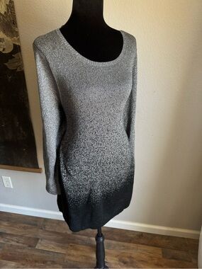 Apt. 9 Silver to Black Ombre Metallic Long Sleeve Dress